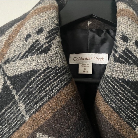 Coldwater Creek Southwestern Wool Blanket Wrap Coat Western Equestrian Aztec M - Picture 2 of 12